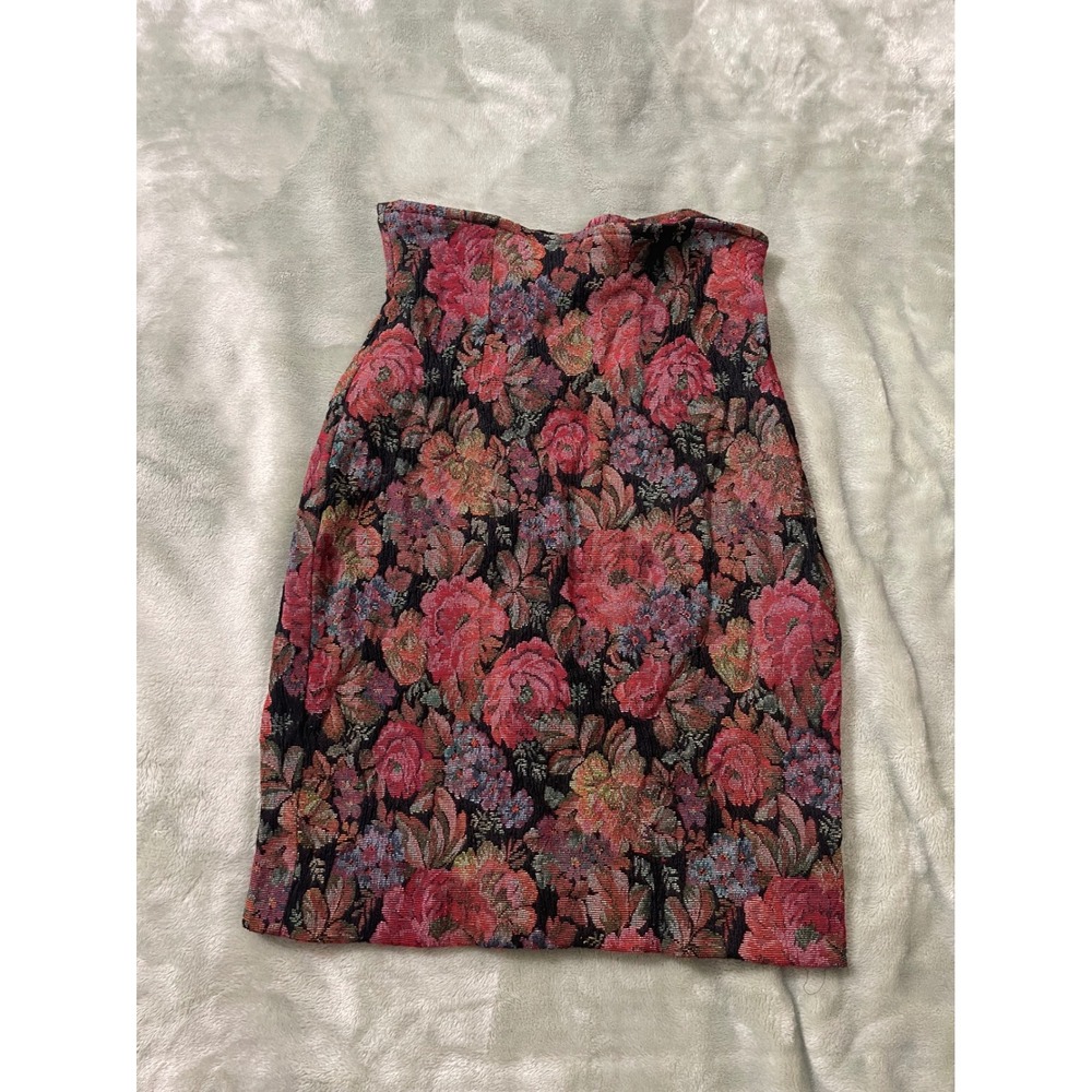 90s The Limited Floral Tapestry Strapless Mini Dress Vintage Y2K Party Club